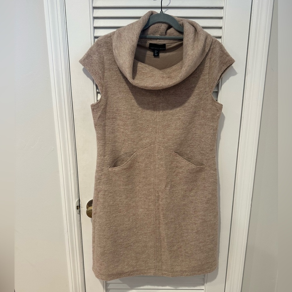 Cynthia Rowley wool blend beige cowl neck dress